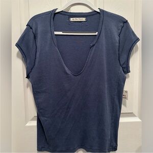 NWT Free People Deep V tee shirt . Size XL